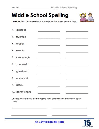 Free Fun Printable Worksheets For Middle School Kids