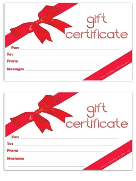 Free Gift Certificates Templates