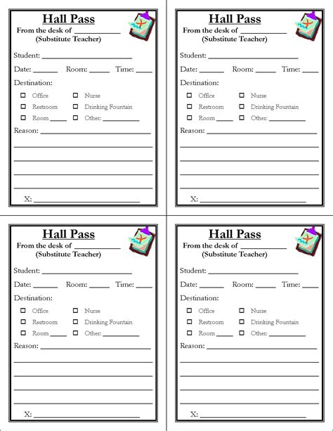 Free Hall Pass Template Word Document