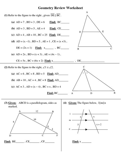 Free High School Geometry Worksheets With Answers PDF