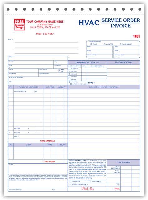 Free Hvac Work Order Template