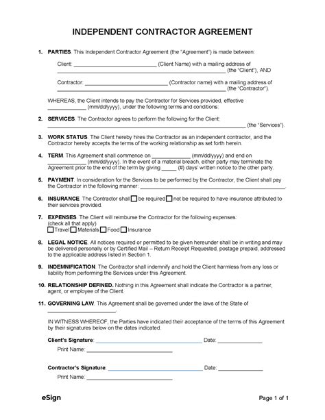 Free Independent Contractor Contract Template
