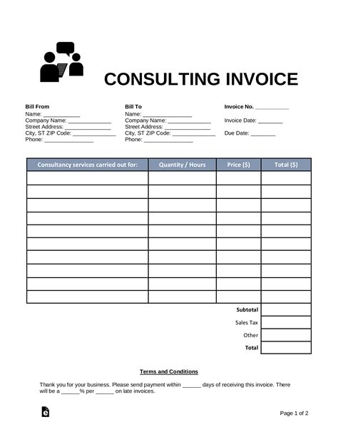 Free Invoice Template For Consulting Services