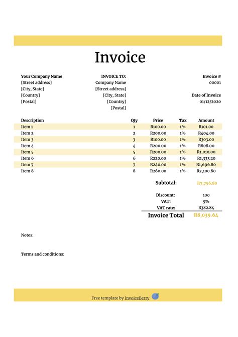 Free Invoice Templates For Mac Numbers