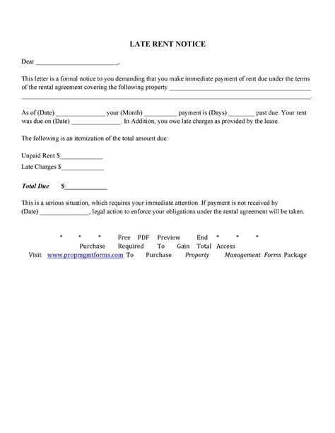 Free Late Rent Notice Template