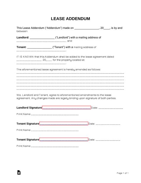Free Lease Addendum Template