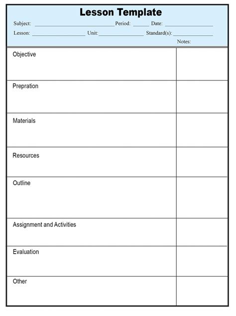 Free Lesson Plans Templates Download
