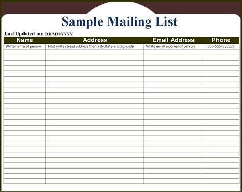 Free Mailing Template