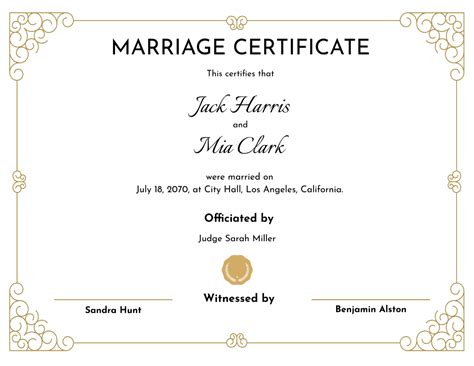 Free Marriage Certificate Template