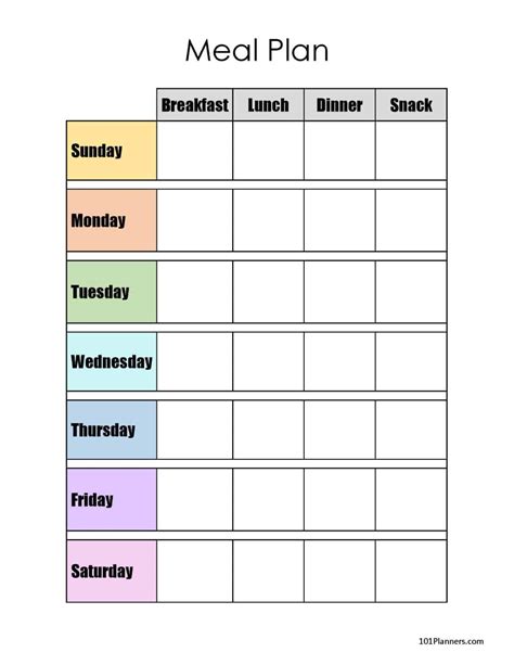 Free Meal Plan Printable