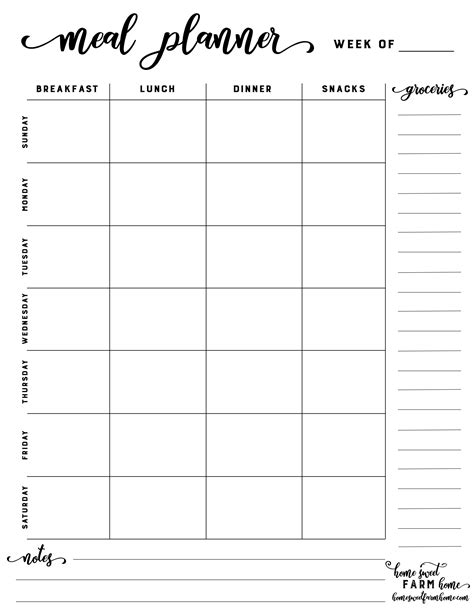 Free Meal Planner Template
