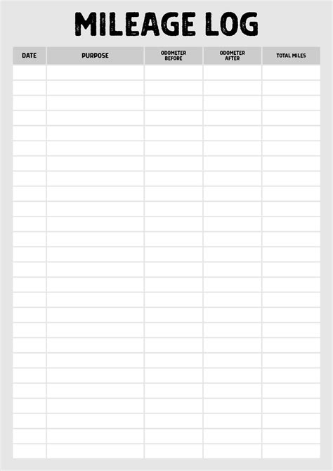 Free Mileage Log Template