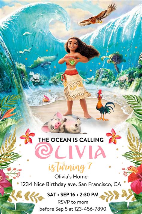 Free Moana Birthday Invitation Template