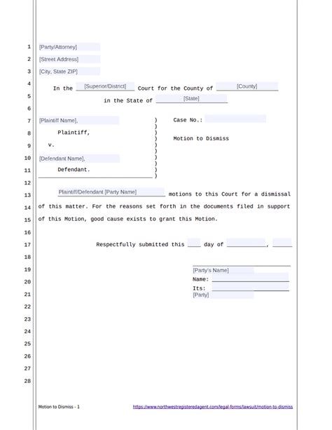 Free Motion To Dismiss Template
