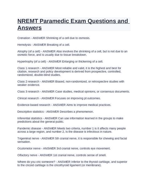 Free Nremt Questions And Answers Epub