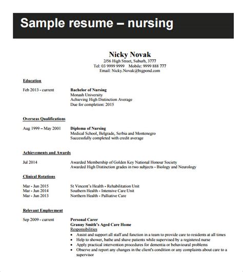 Free Nursing Resume Template Word