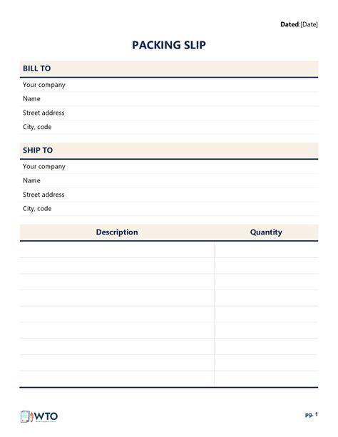 Free Packing Slip Template Word