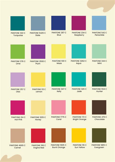 Free Pantone Color Chart