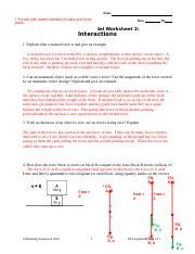 Free Particle Model Worksheet 2 Interactions Answers Doc