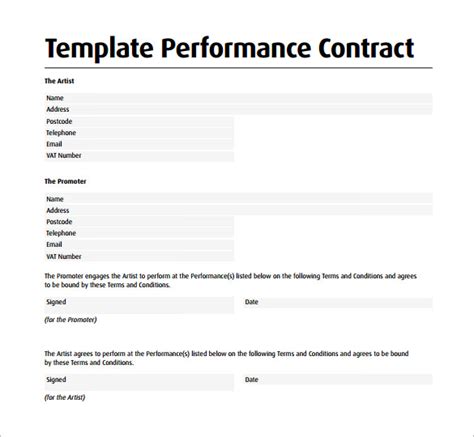 Free Performance Contract Template