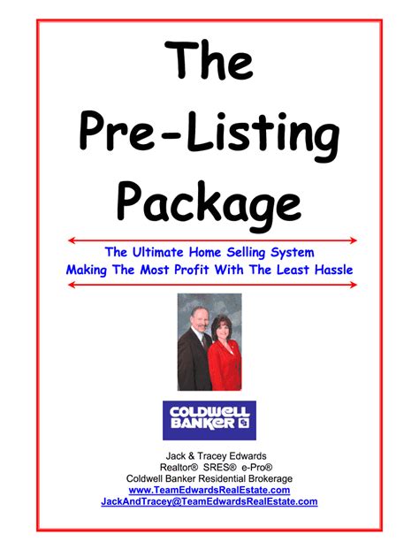 Free Pre Listing Package Template