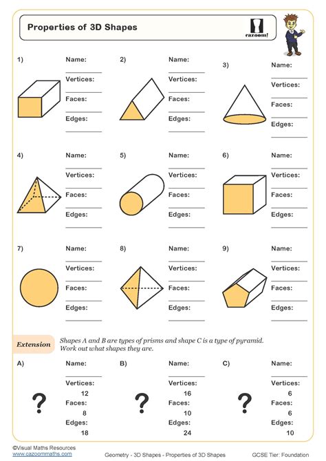 Free Printable 3d Shapes Worksheets For Grade 4