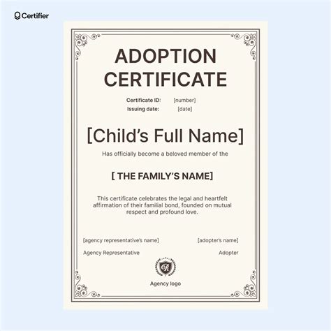 Free Printable Adoption Certificate Template