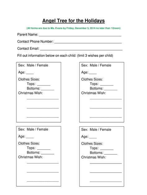 Free Printable Angel Tree Template
