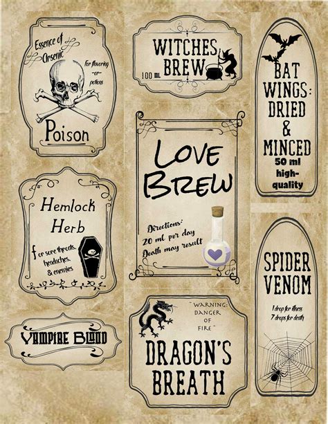 Free Printable Apothecary Labels For Halloween