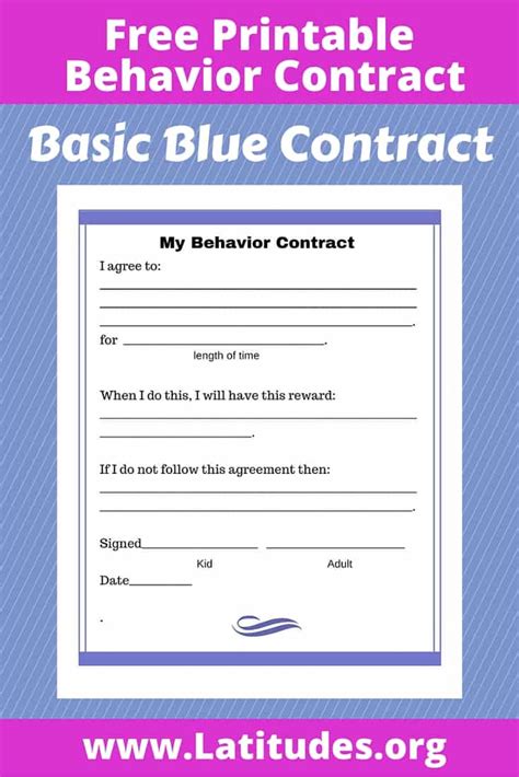 Free Printable Behavior Contracts Charts