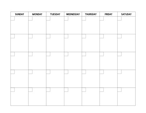 Free Printable Blank Calendar Sheets