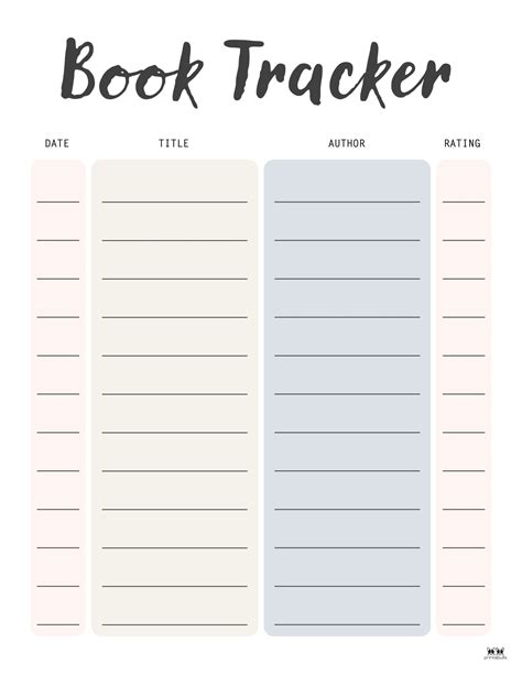 Free Printable Book Tracker
