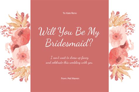 Free Printable Bridesmaid Card Template