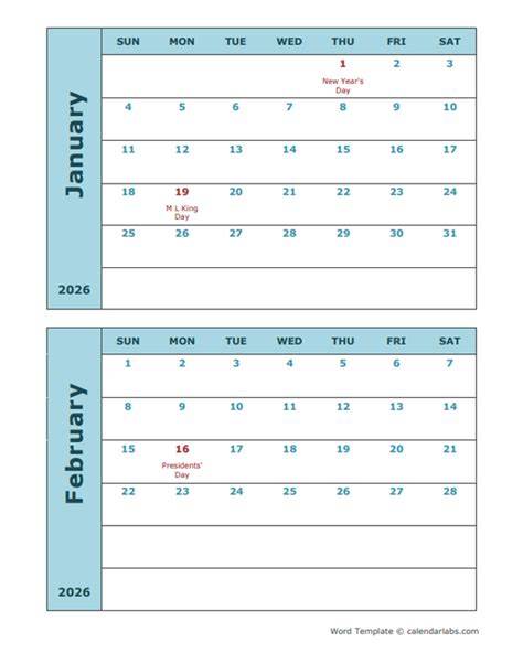 Free Printable Calendar 2015 2 Months Per Page