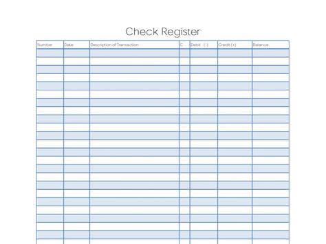 Free Printable Check Register Templates