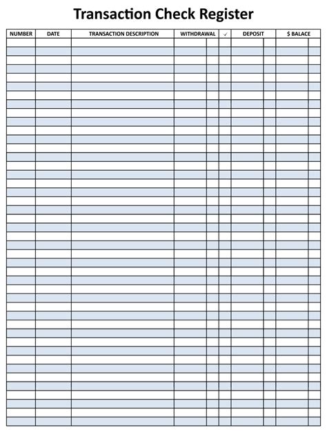 Free Printable Checkbook Register For Personal Size Checks