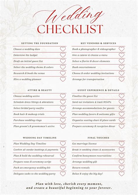 Free Printable Checklist For Wedding