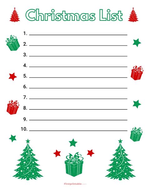 Free Printable Christmas List