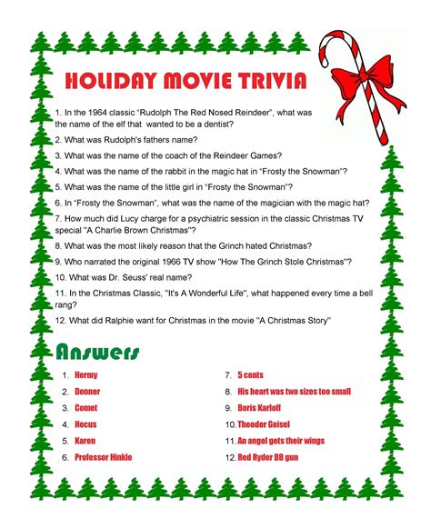 Free Printable Christmas Trivia Questions And Answers Printable