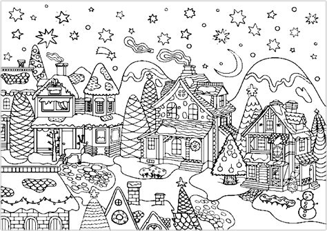Free Printable Christmas Village Coloring Pages