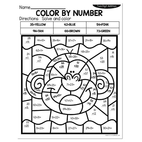 Free Printable Color By Number Second Grade Worksheets