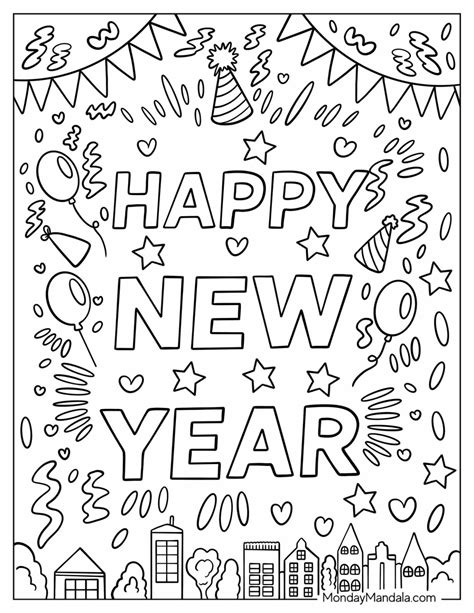 Free Printable Coloring Pages Happy New Year