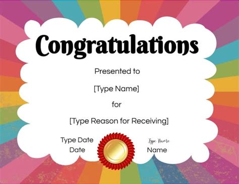 Free Printable Congratulations Certificate Template