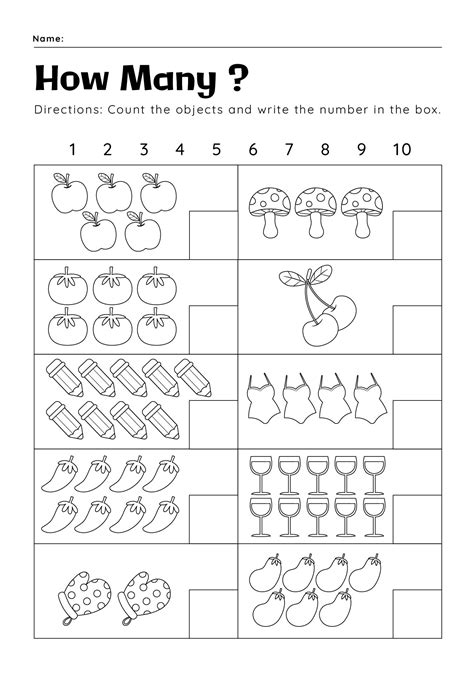 Free Printable Counting Worksheets 1-10