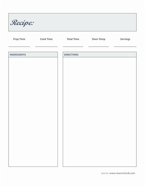 Free Printable Editable Recipe Template