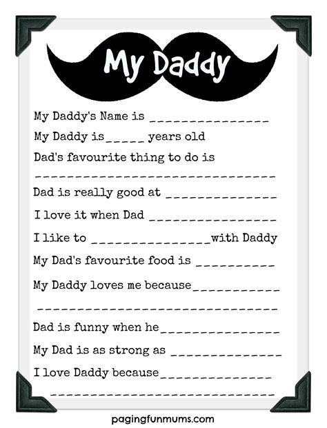 Free Printable Father's Day Questionnaire