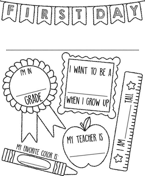 Free Printable First Day Of School Coloring Pages