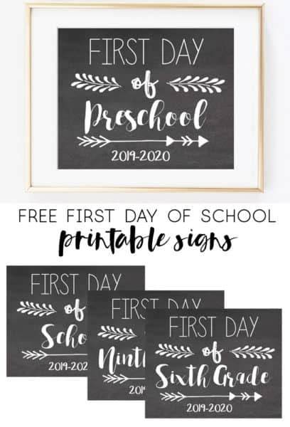 Free Printable First Day Of School Signs 2018 2019