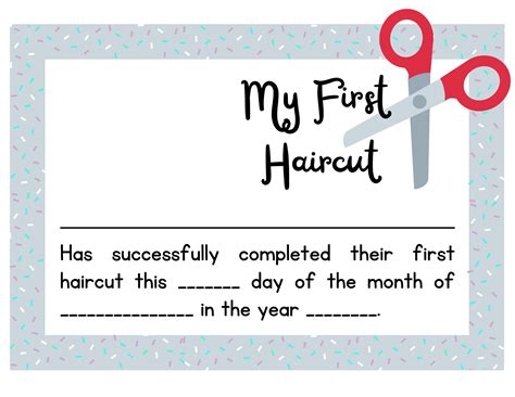 Free Printable First Haircut Certificate