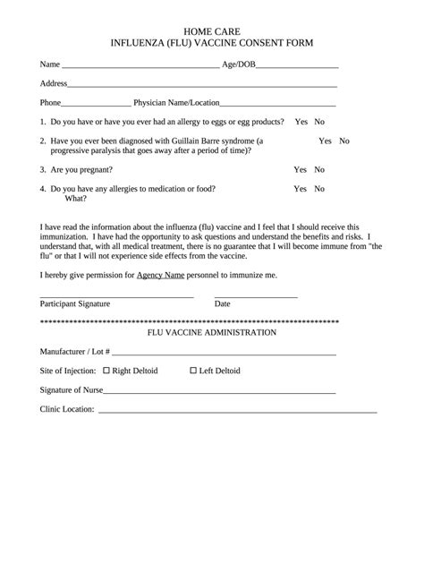 Free Printable Flu Vaccine Consent Form